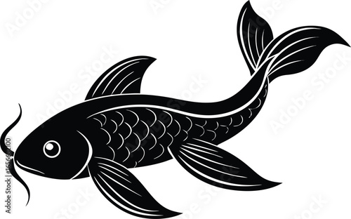 a koi fish silhouette vector icon.