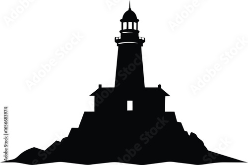  mysterious gothic lighthouse silhouette vector icon