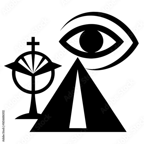 All-Seeing Eye in Pyramid Triangle – Illuminati Symbol Vector Illustration