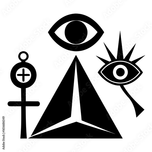 All-Seeing Eye in Pyramid Triangle – Illuminati Symbol Vector Illustration