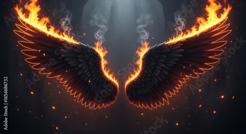 Majestic Flaming Wings of Darkness Ascending