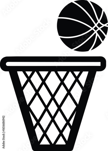 Basketball hoop with ball in dynamic sports concept Vector illustration