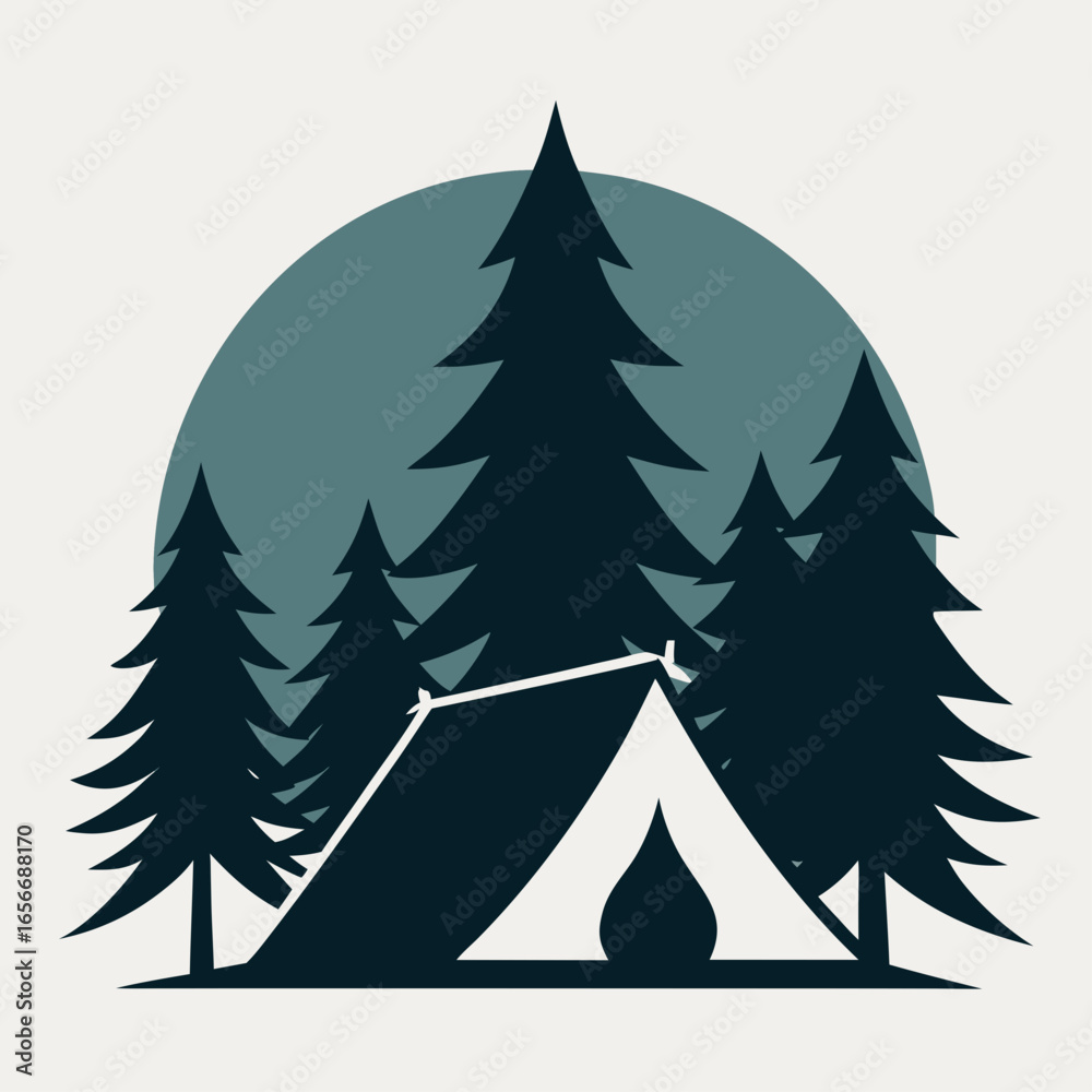 Fototapeta premium Vintage Summer Camping Logo Design