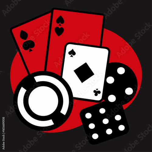 Poker Cards and Casino Chips – Gambling Game Vector Illustration