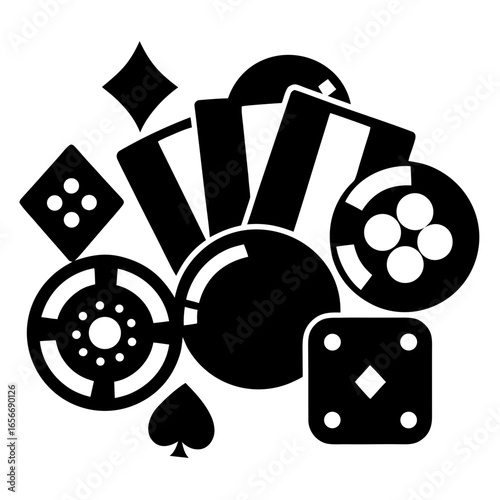 Poker Cards and Casino Chips – Gambling Game Vector Illustration