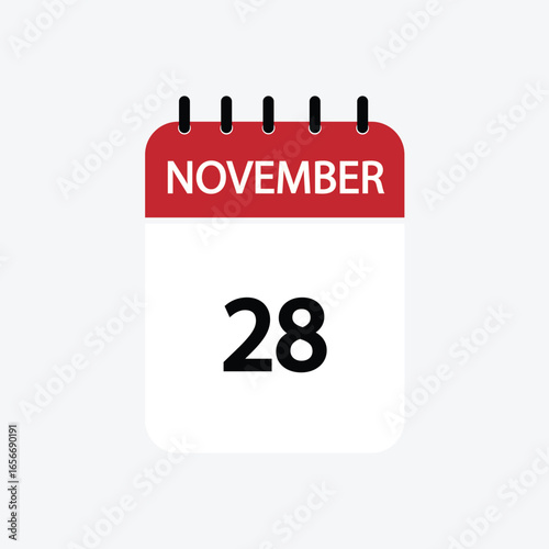 28 november calendar november calendar vector illustration