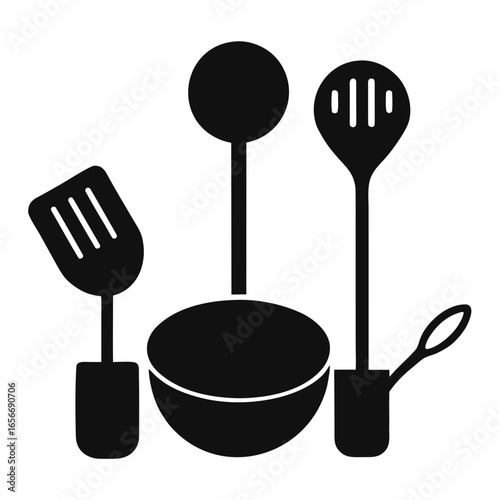 Set of Restaurant Necessary Tools Silhouette Vector Collection