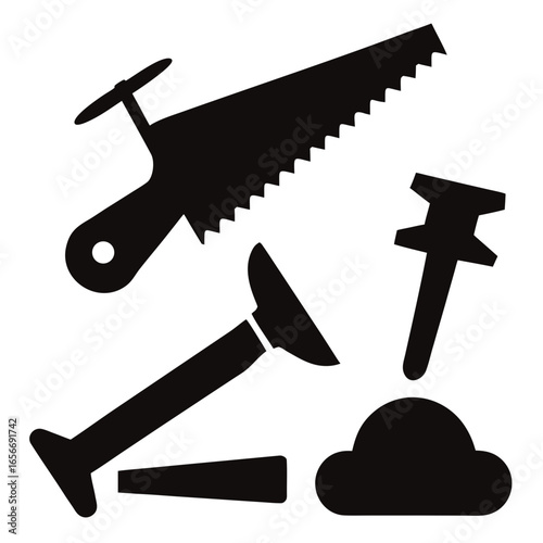 Carpentry Equipment and Tools Silhouette Collection