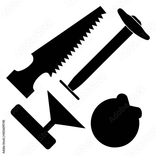 Carpentry Equipment and Tools Silhouette Collection