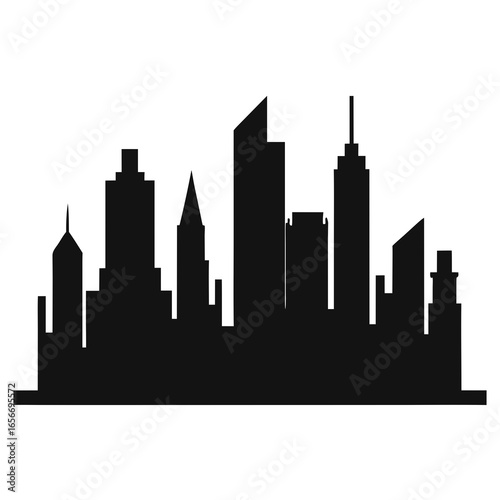 Black city skyline silhouette buildings urban