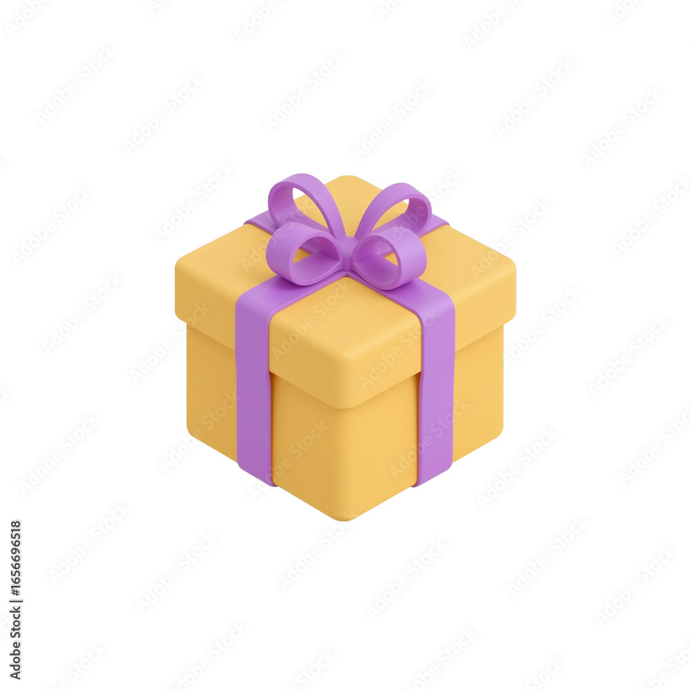 Obraz premium Aesthetic 3D rendering of a meticulously wrapped gift box floating on transparent stage showcases