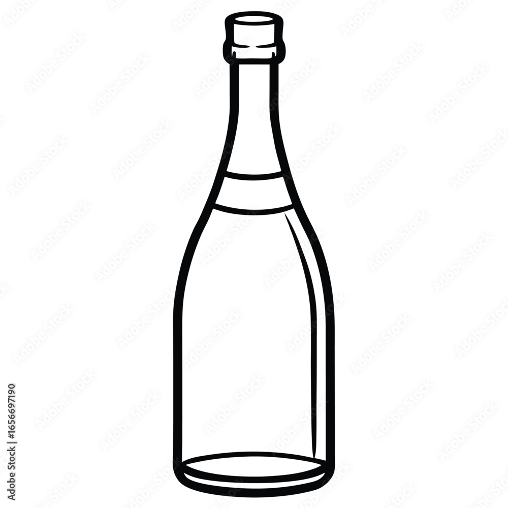 Minimal Champagne Bottle Outline Design Minimal Champagne Bottle Outline Design