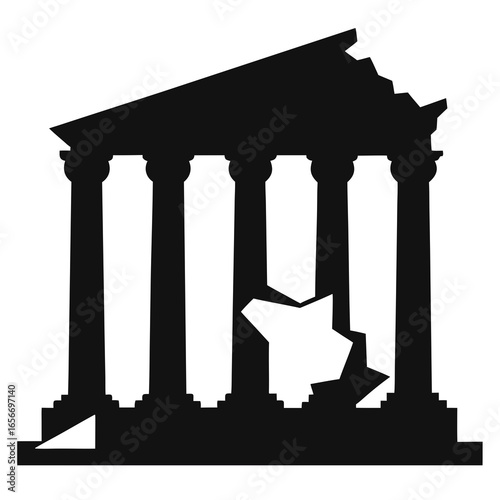 Broken temple columns ancient ruin silhouette architecture