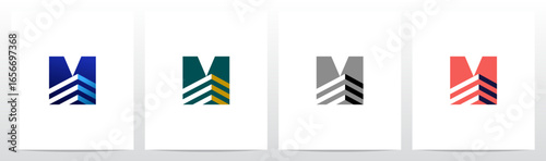 Building Simple Abstract Shape Inside Letter Initial Alphabet Logo Design M