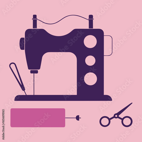 Sewing machine thread scissors and fabric needle