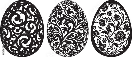 Vector Decorative Floral Pattern Easter Eggs Silhouette