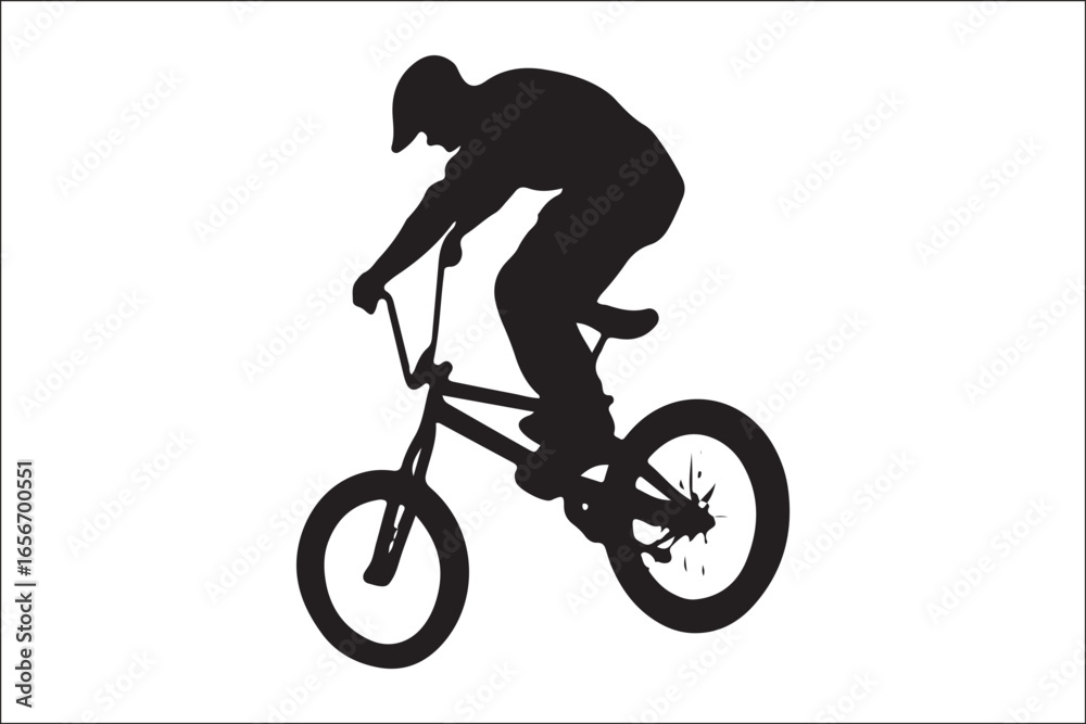 Naklejka premium Black and White Mountain Biking Art – Outdoor Adventure Illustration
