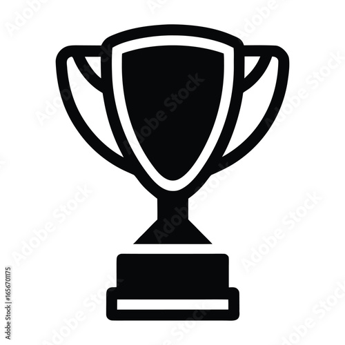 Black silhouette of a trophy cup on a white background award winner