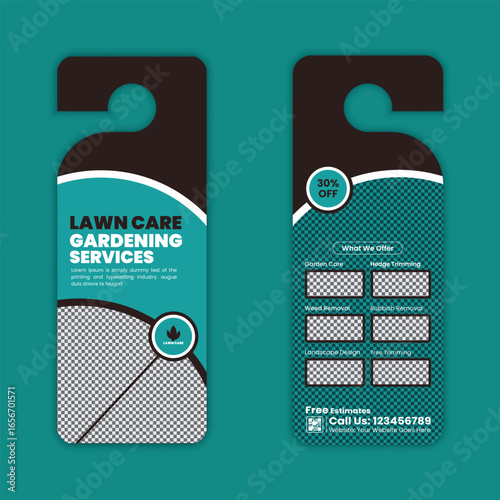  Lawn mowing and gardening, yard care, door hanger template, grass cutting, and Lawn Maintenance door hanger template layout
