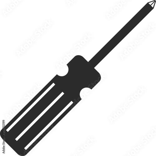 phillips flowerhead screwdriver icon work tool in dark grey and clear background flat color block vector illustration
