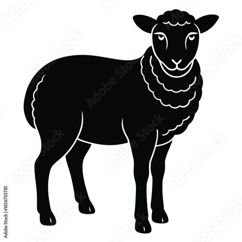 Sheep icon Sheep silhouette isolated on white black background.