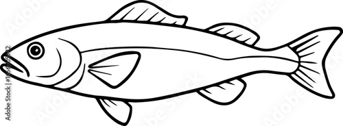 codfish outline vector illustration line art