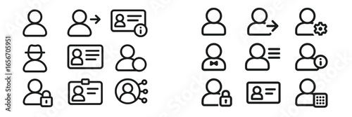 Icons representing social interactions and information sharing in a digital context, showcasing various user actions and profiles in a grid layout