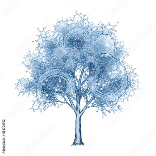 Ice Tree Sculpture Winter Landscape Frozen Branch Art Nature Concept Abstract Blue Tone Stock Photo