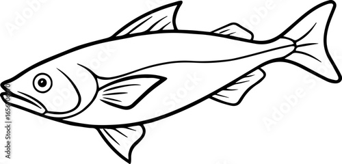 codfish outline vector illustration line art