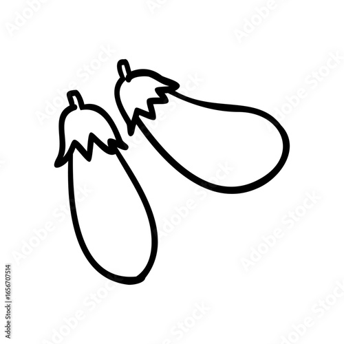 かわいい手描きのなすイメージイラスト