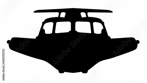 Silhouette of a heavy lift helicopter with a distinctive rotor configuration and a bulbous fuselage design