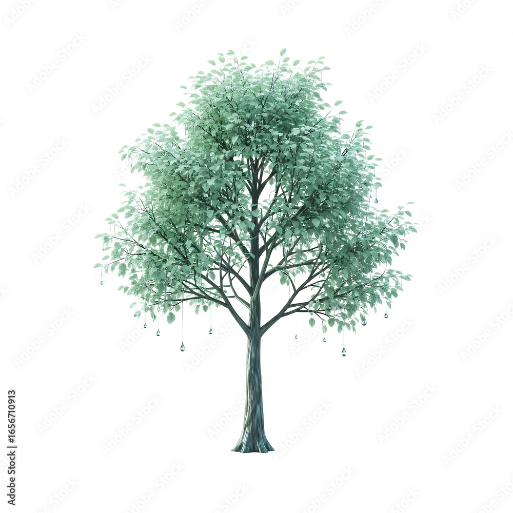 Obraz premium Melting Tree Isolated on Black Background Conceptual Image of Climate Change and Environmental Issues