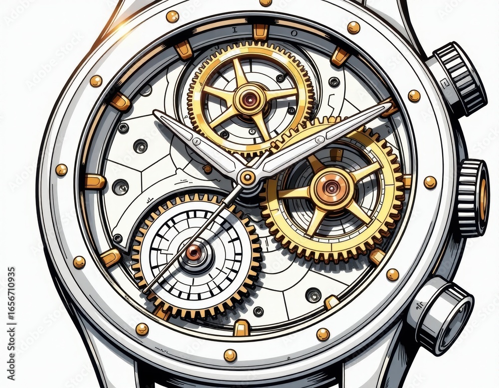 Fototapeta premium Intricate Mechanical Watch Movement with Visible Gears and Cogs
