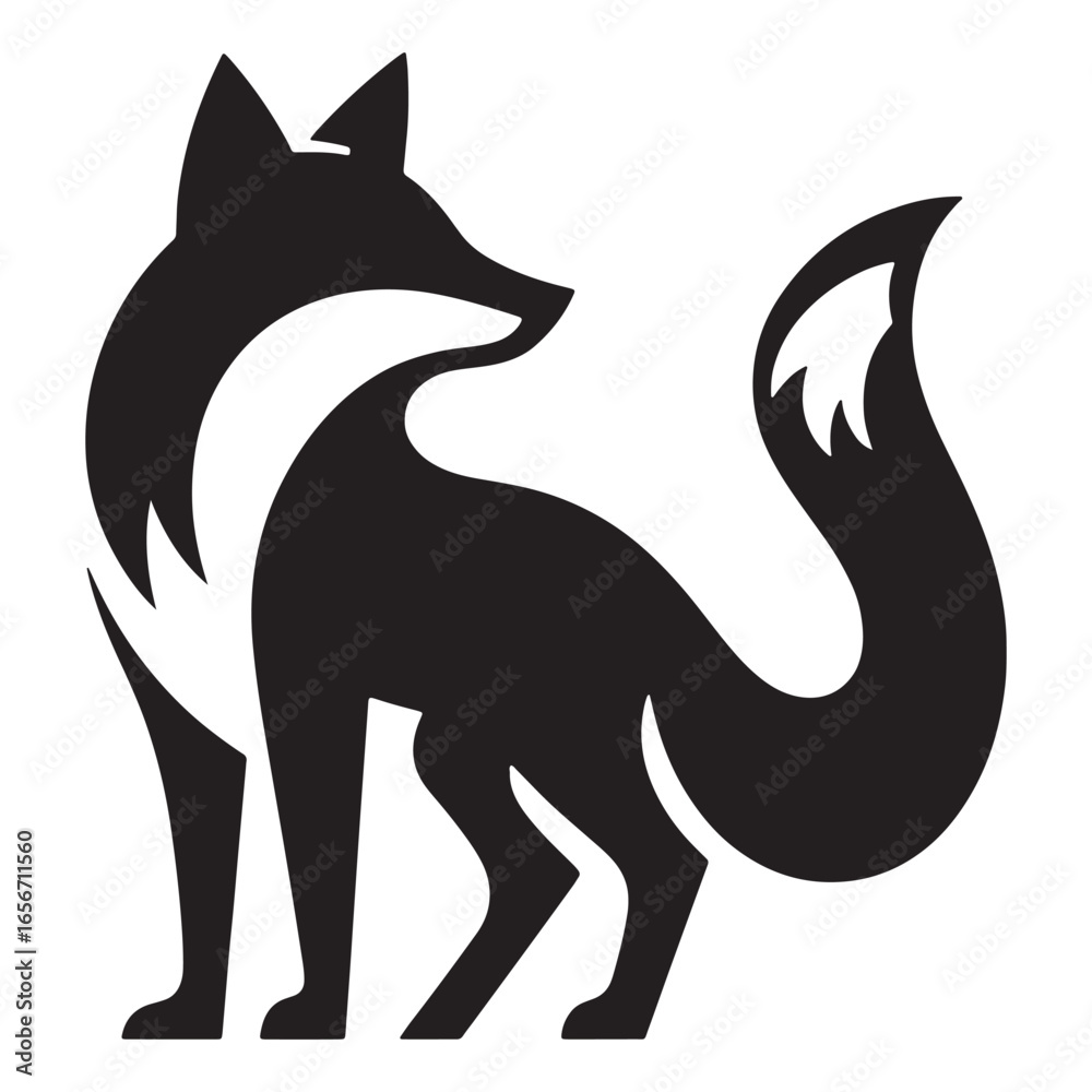 Naklejka premium Stylized Fox Silhouette Logo Icon Design