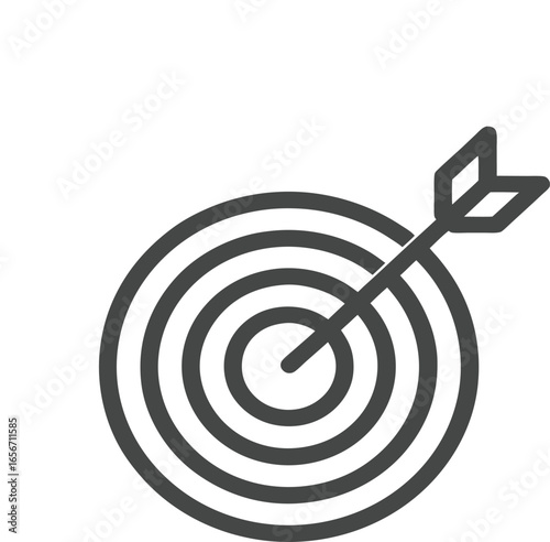 Simple line drawing of an arrow hitting a target bullseye