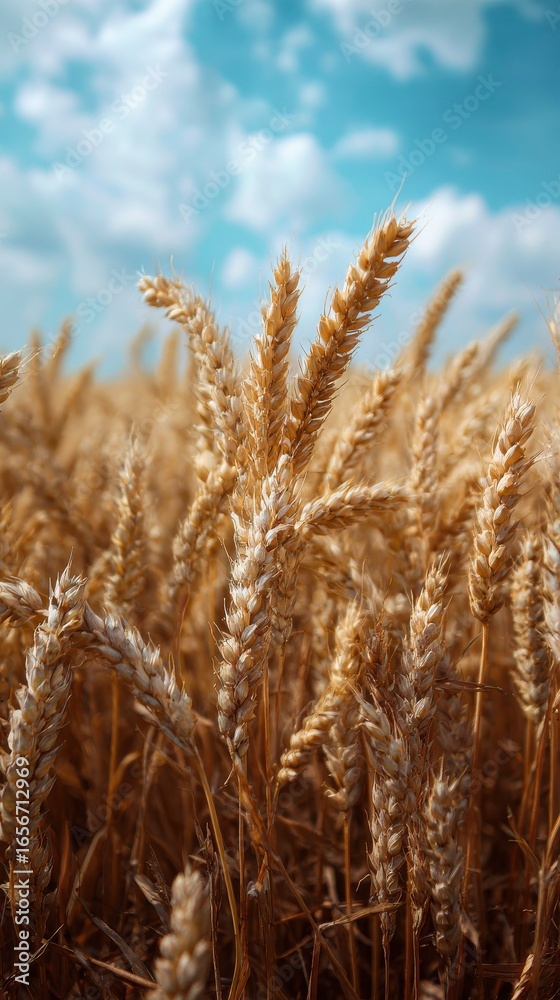 Fototapeta premium Golden Wheat Field Under a Sunny Sky.