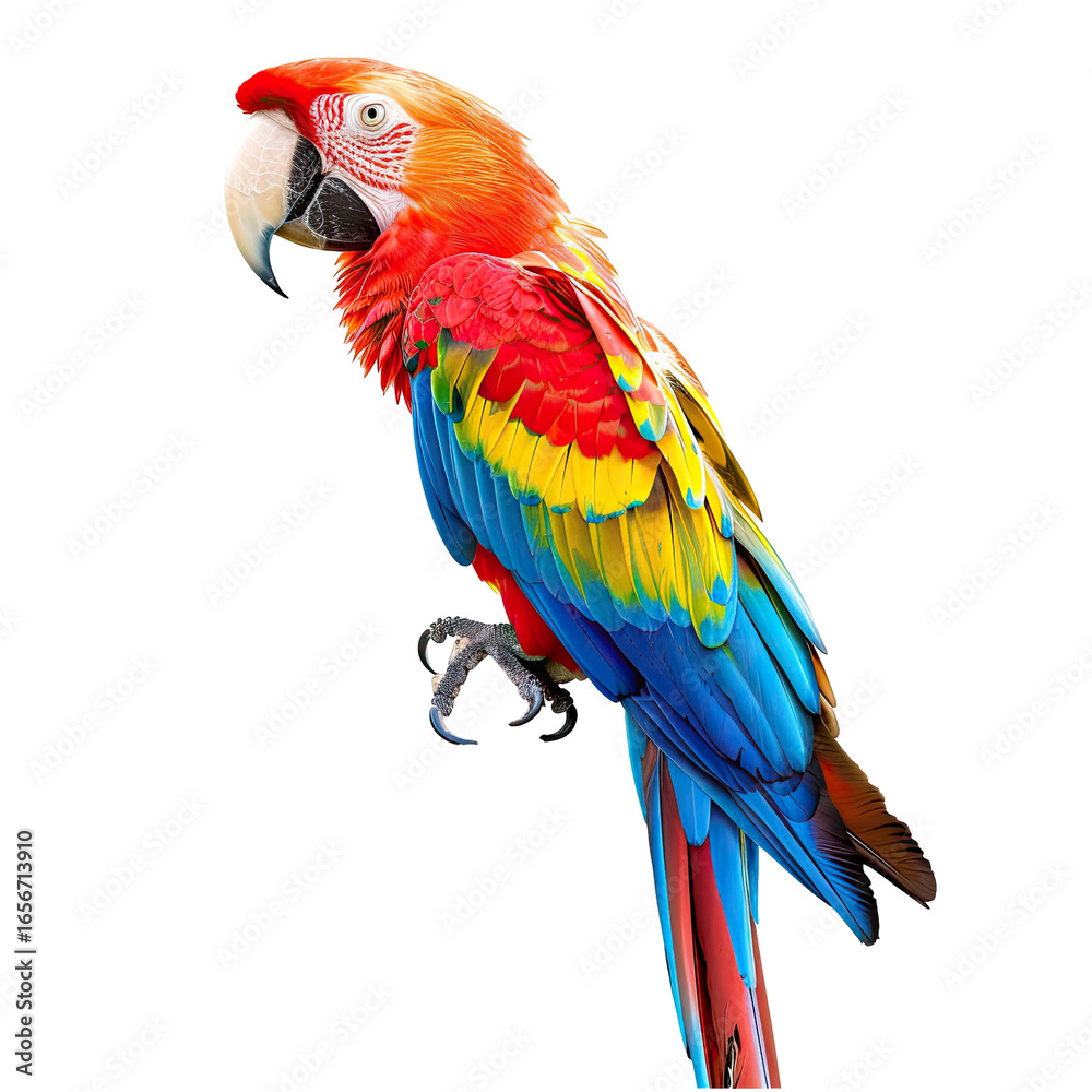 Fototapeta premium Vibrant macaw, profile view, showcasing bold colors