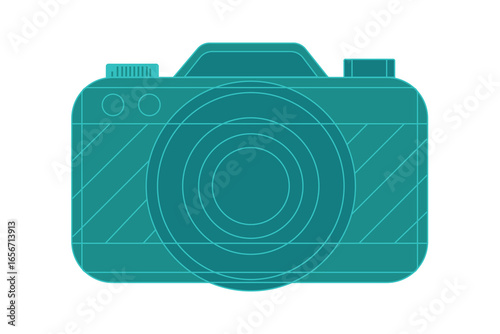Digital camera photography equipment with a zoom lens on a white background