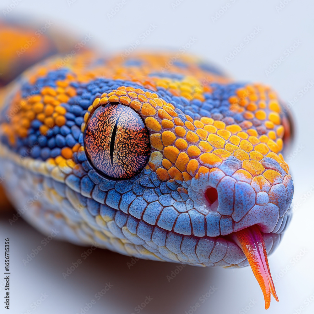 Fototapeta premium Close-up of a colorful snake's head.