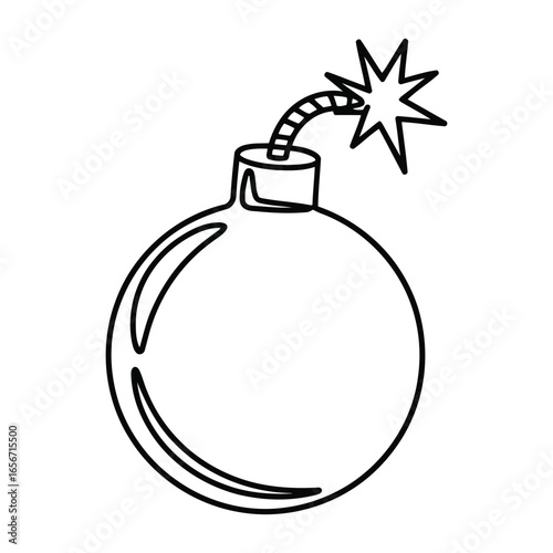 Vector illustration of a cartoon bomb with a lit fuse and spark on a white background for danger and explosion concepts