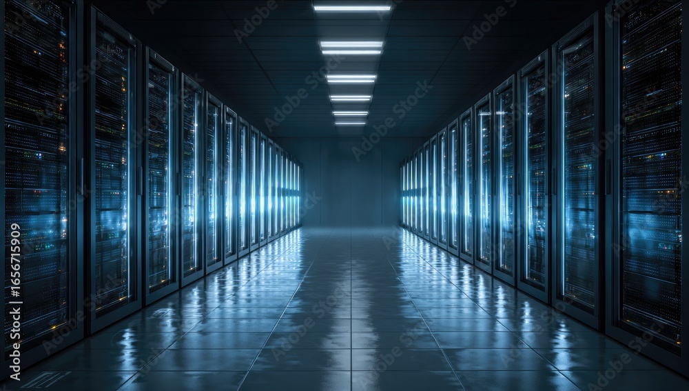 Fototapeta premium Server room interior, futuristic