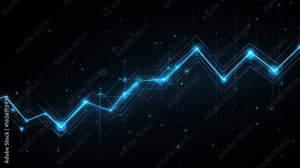 Fototapeta premium A futuristic crypto chart clipart, fintech element, neon cyberpunk style, electric blue, isolated on white background.