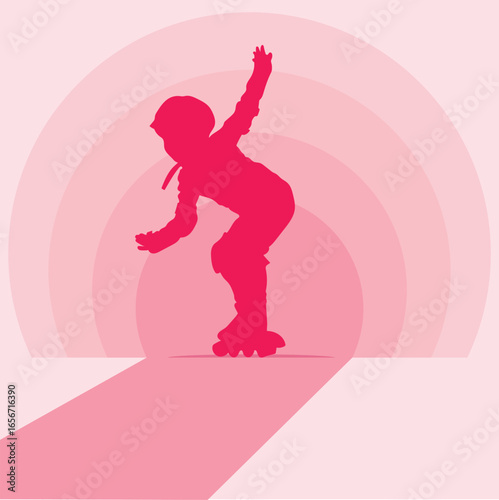 Child skating sports activity vector isolated on background. Ice skating and roller skating vector design.