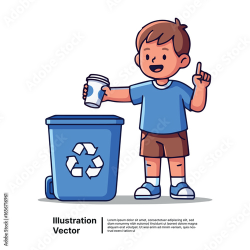 A Young Boy Teaches the Importance of Waste Segregation by Responsibly Recycling his Beverage Cup