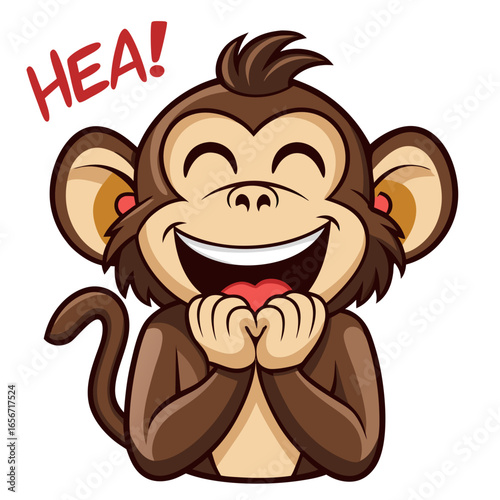 Joyful Cartoon Monkey Character, Hilarious Expression, Happy and Playful, Vector Illustration
