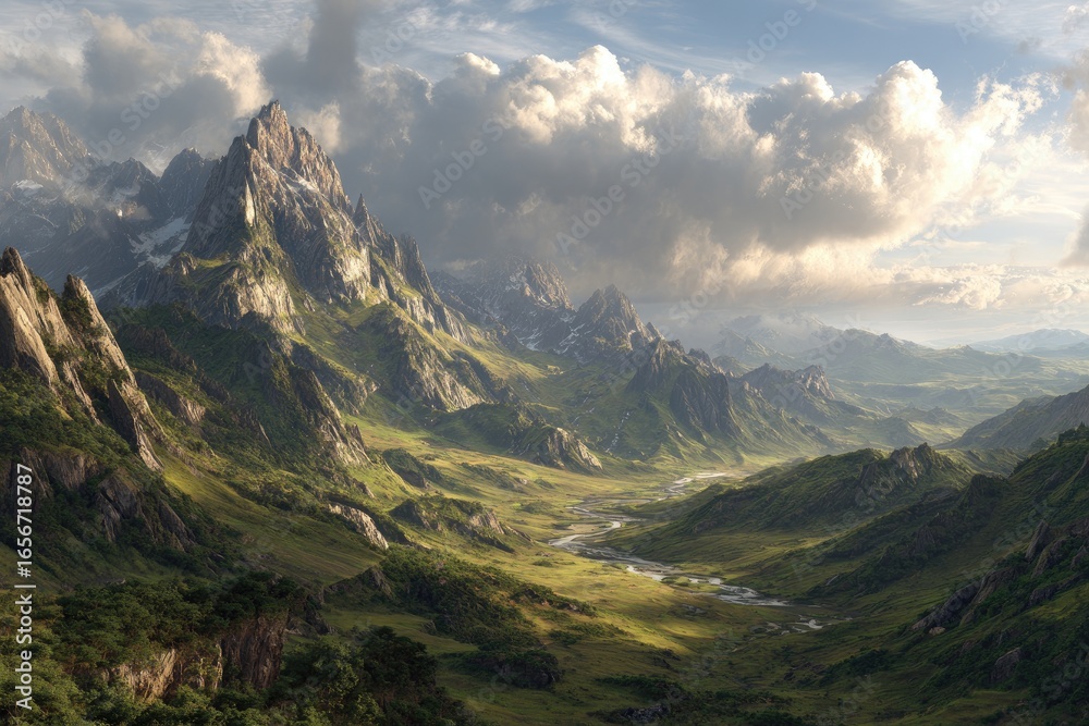 Obraz premium Scenic mountain valley vista