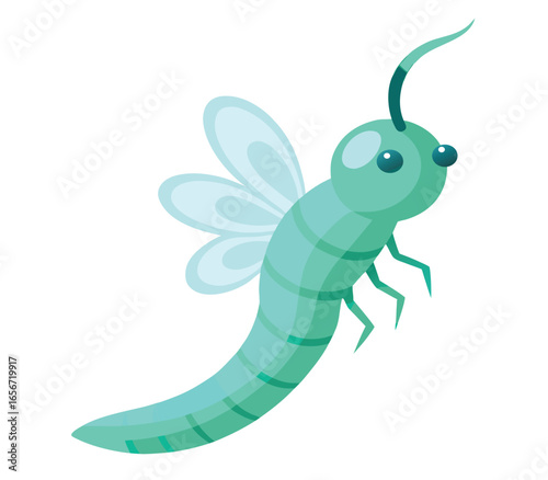 Single glow worm larva of a fungus gnat illustration