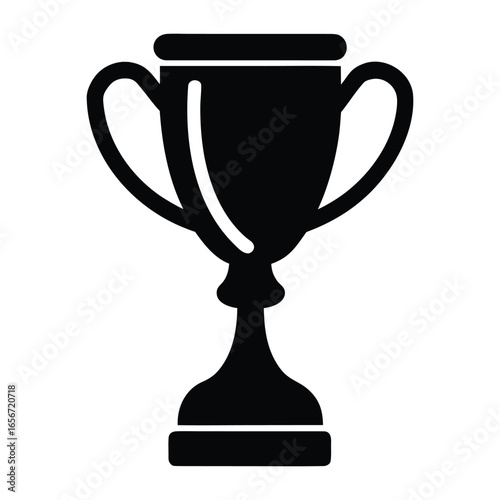 Black silhouette of a trophy cup with handles on a white background award winner 5
