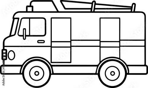 fire engine outline vector illustration line art