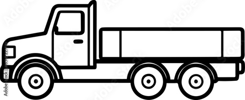 flatbed truck outline vector illustration line art